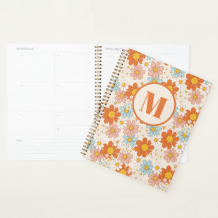 Planificador de monograma floral retro diaisy pers
