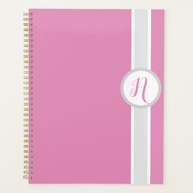 Planificador de Monograma Rosa Bonito (Anverso)