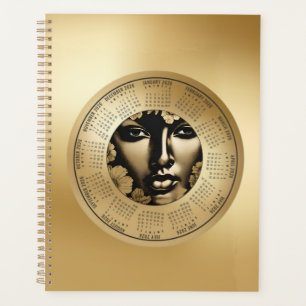 Planificador de Mujer con Cara Dorada Calendario 2