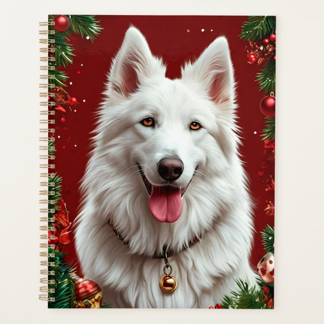 Planificador de Navidad de Perro Blanco Regalo de  (Anverso)