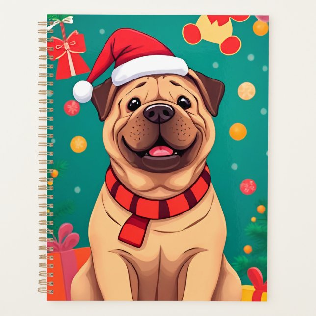 Planificador de Navidad Perrito Lindo Sombrero de  (Anverso)