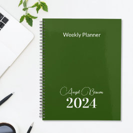Planificador de negocios mensual de Olive Green We
