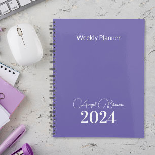 Planificador de negocios mensual medio morado