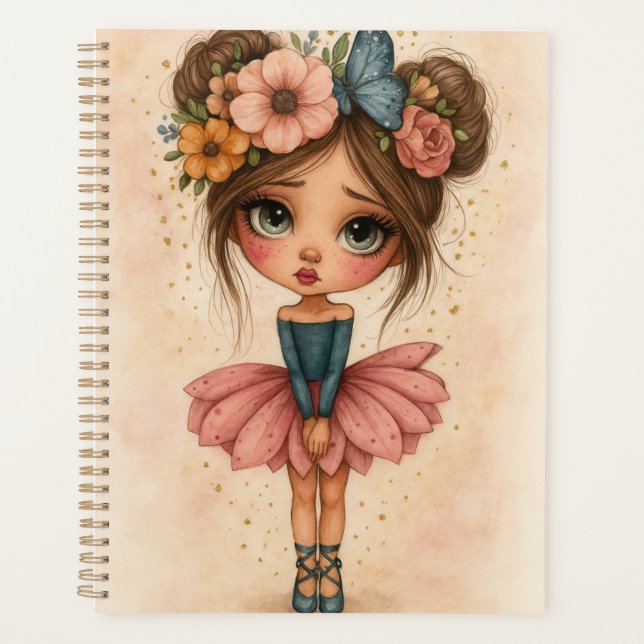 Planificador de niña bailarina en flor (Anverso)