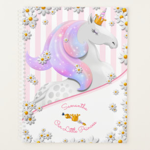 Planificador de niñas con unicornio rosado persona
