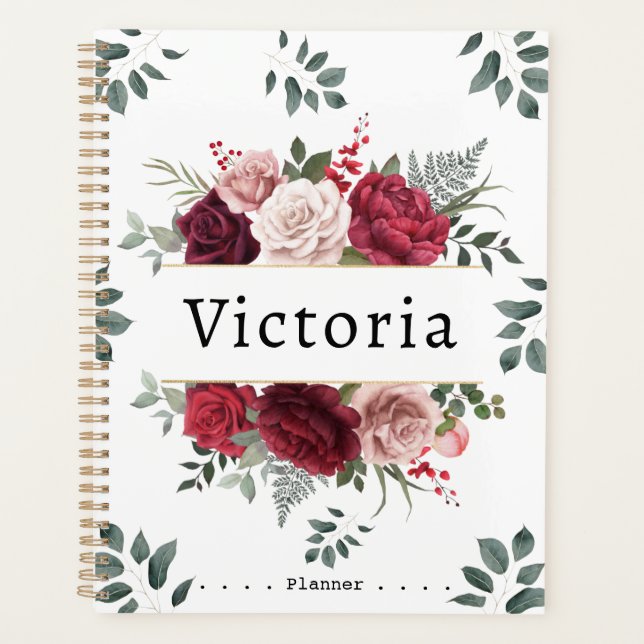 Planificador de nombres personalizados con floral  (Anverso)