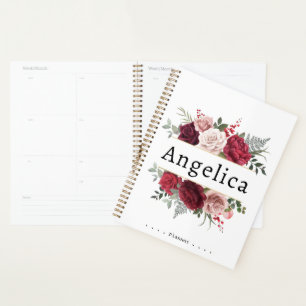 Planificador de nombres personalizados con floral