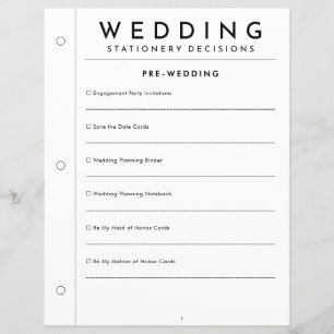 Planificador de Papelería Mínima Pre-Boda Página