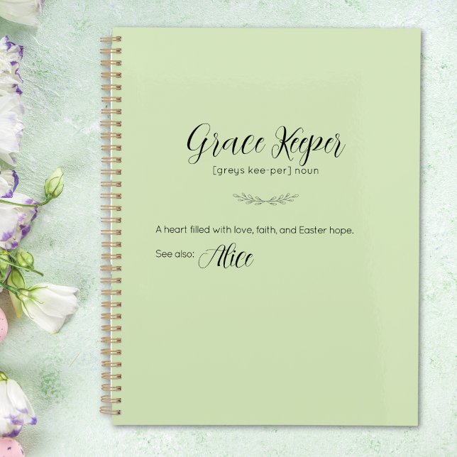 Planificador de Pascua Grace Keeper - Tapa de crem (Grace Keeper Easter Planner - Lime Cream Cover)