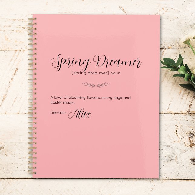 Planificador de Pascua Rosa Personalizado "Dreamer (Personalized "Spring Dreamer" Pink Easter Planner)
