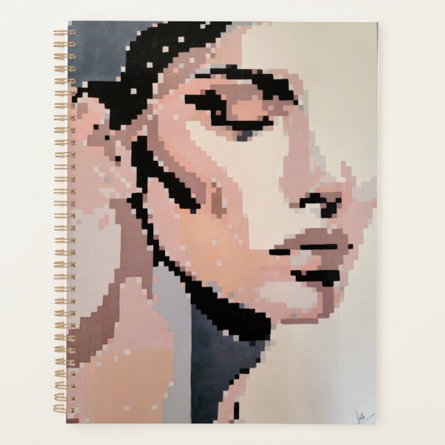 Planificador de pastel con retrato de píxel suave (Anverso)
