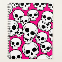 Planificador de patrón de calavera rosa
