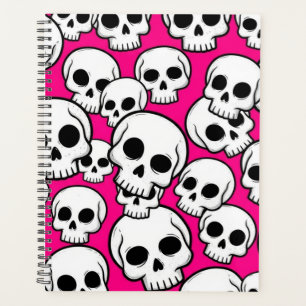 Planificador de patrón de calavera rosa