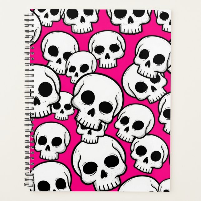 Planificador de patrón de calavera rosa (Anverso)
