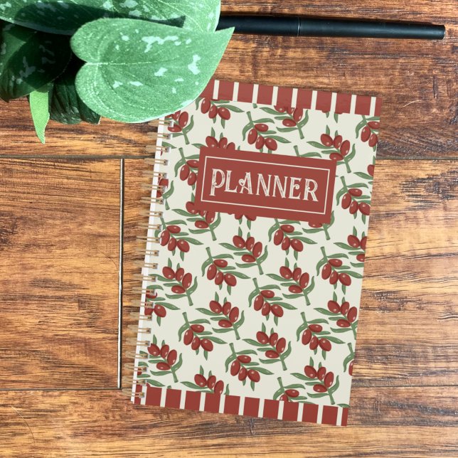 Planificador de patrones de aceitunas rojas y raya (Red olives pattern everyday planner . )