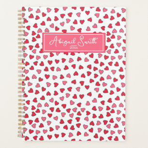 Planificador de patrones de corazones rojos y rosa