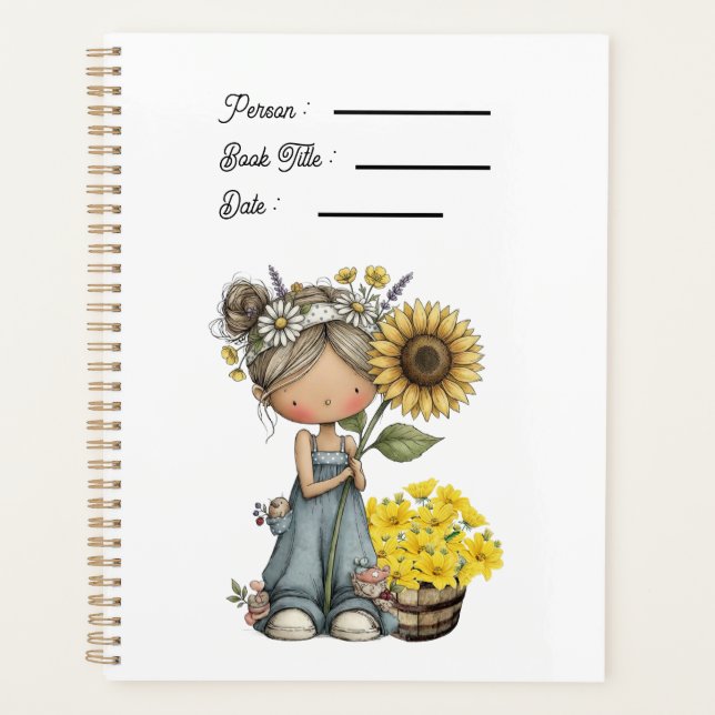 Planificador de portada de libro de girasoles (Anverso)