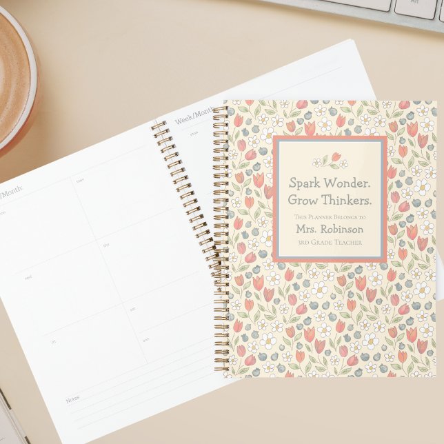 Planificador de profesor floral personalizado para (Personalized Back‑to‑School Teacher Planner | Spark Wonder Theme  )
