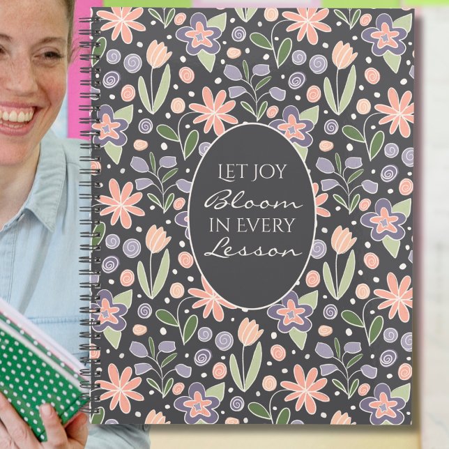 Planificador de Profesores Florales - Let Joy Bloo (Floral Teacher Planner – Inspirational “Let Joy Bloom in Every Lesson” Design)