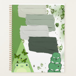 Planificador de Rana Kawaii Verde Salvia para Estu