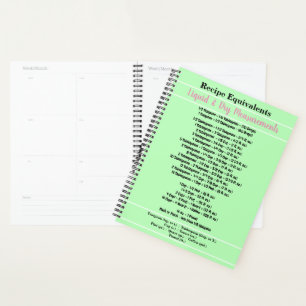 Planificador de recetas verde rosa