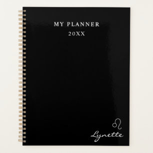 Planificador de signo zodiacal Leo 2022 en negro y