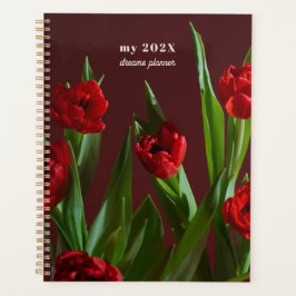 Planificador de sueños de tulipanes rojos