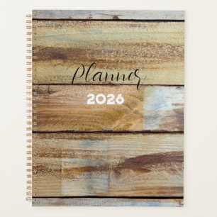 Planificador de tablones de madera desgastada vint