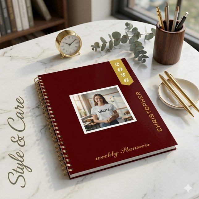 Planificador de texto de foto personalizado modern (Modern Personalized Photo Text Stylish Planner)