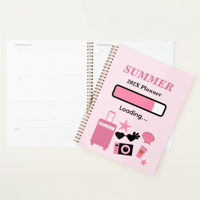 Planificador de verano rosa cargando verano (Demostración)