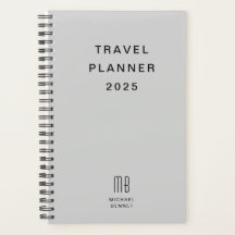 Planificador de Viaje Gris Monograma Moderno