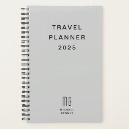 Planificador de Viaje Gris Monograma Moderno