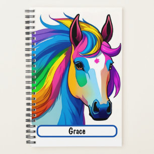 Planificador del caballo arcoiris con nombre de Pe
