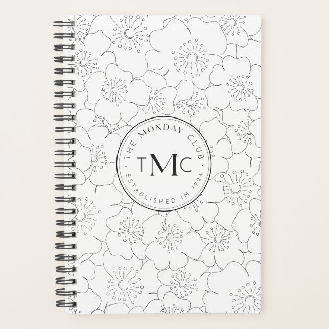 Planificador del logotipo floral blanco de TMC (Anverso)