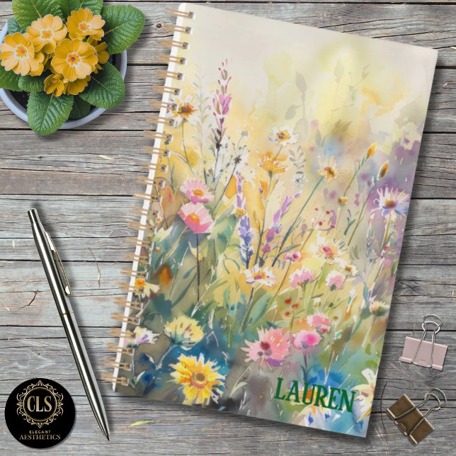 Planificador Diario – Acuarela Personalizada de Fl (Daily Planner – Watercolor Wildflower Personalized Name)