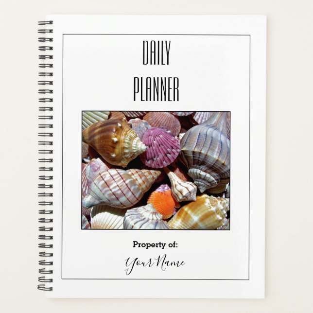 Planificador Diario - Blanco con Conchas Marinas - (Anverso)
