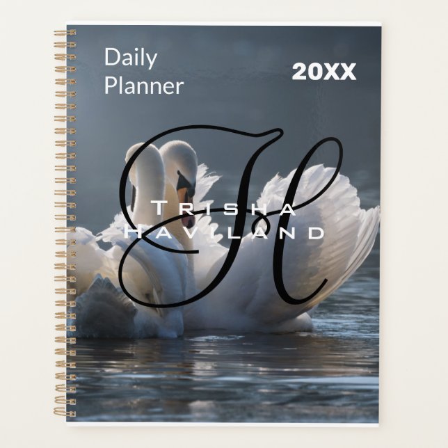 Planificador Diario con Monograma - Cisnes (Anverso)