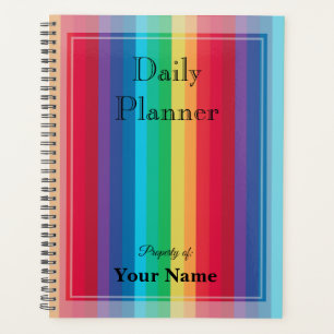 Planificador diario con rayas de colores de arcoír