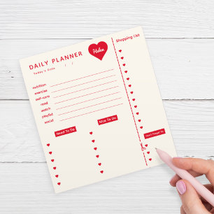 Planificador Diario Cuaderno de Corazones Rojos co
