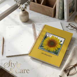 Planificador Diario de Oro Metálico con Girasol de