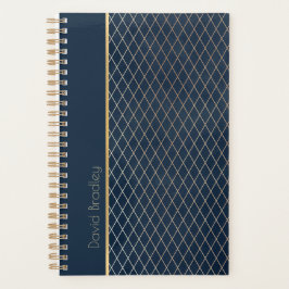 Planificador diario de patrón de diamante azul y d