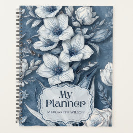 Planificador Diario Floral Azul Cuaderno Diario Ag
