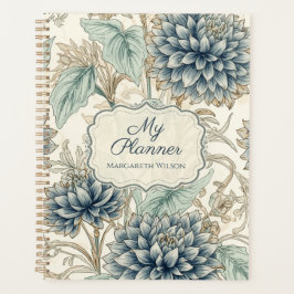 Planificador Diario Floral Azul Cuaderno Estudiant
