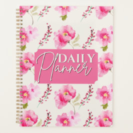 Planificador Diario Floral de Acuarela Rosa Vibran