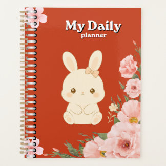 Planificador Diario Floral de Conejito Adorable | 
