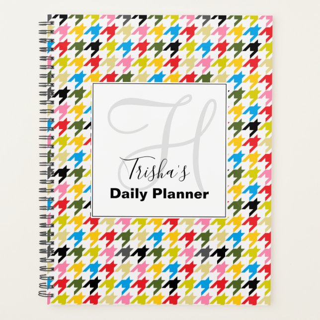 Planificador diario Houndstooth con tu nombre - HA (Anverso)