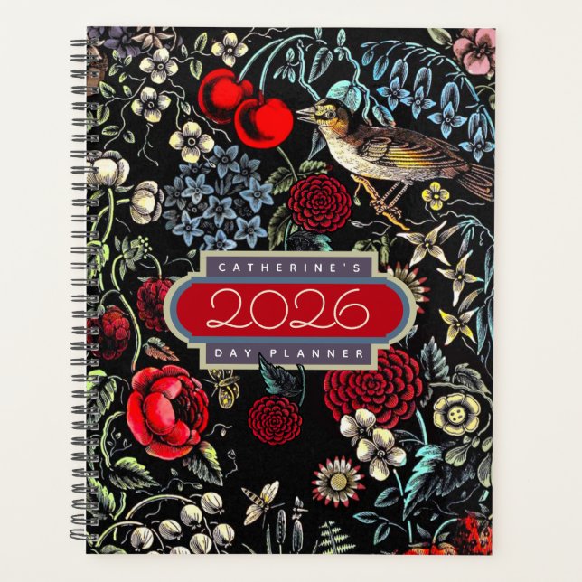 Planificador Diario Jardín de Flores Vintage 2026 (Anverso)