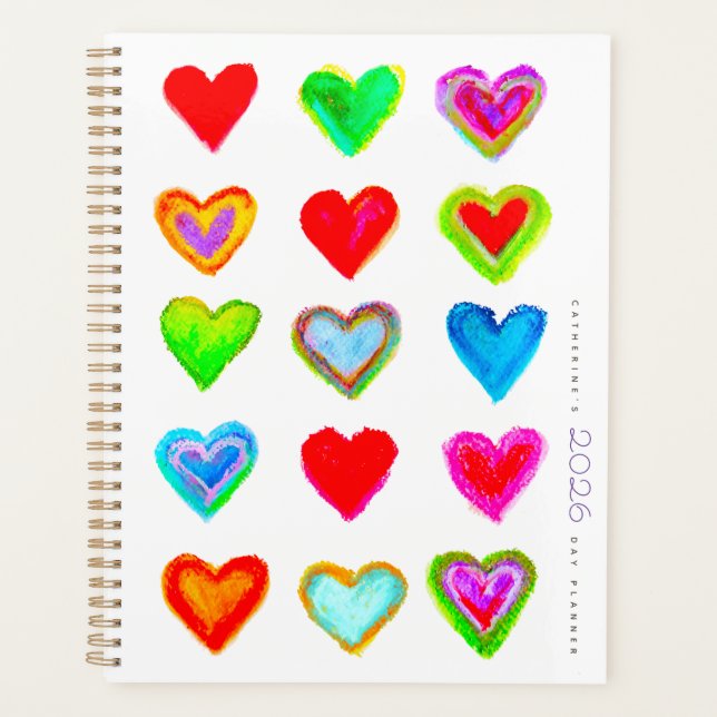 Planificador Diario Pastel Hearts 2026 (Anverso)
