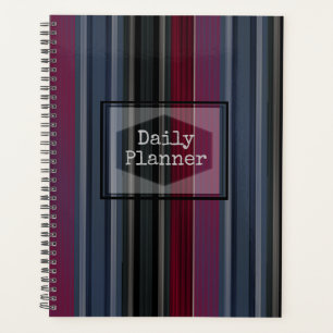 Planificador Diario - Rayas Burgundy y Gris HAMbWG