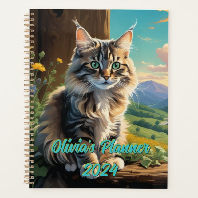 Planificador doméstico de gatos de pelo largo 2024 (Anverso)